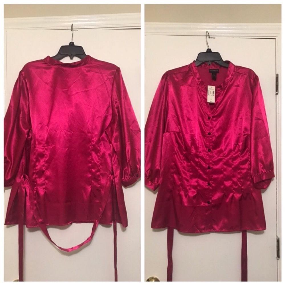 NWT Lane Bryant Button down Fuchsia Blouse Top
